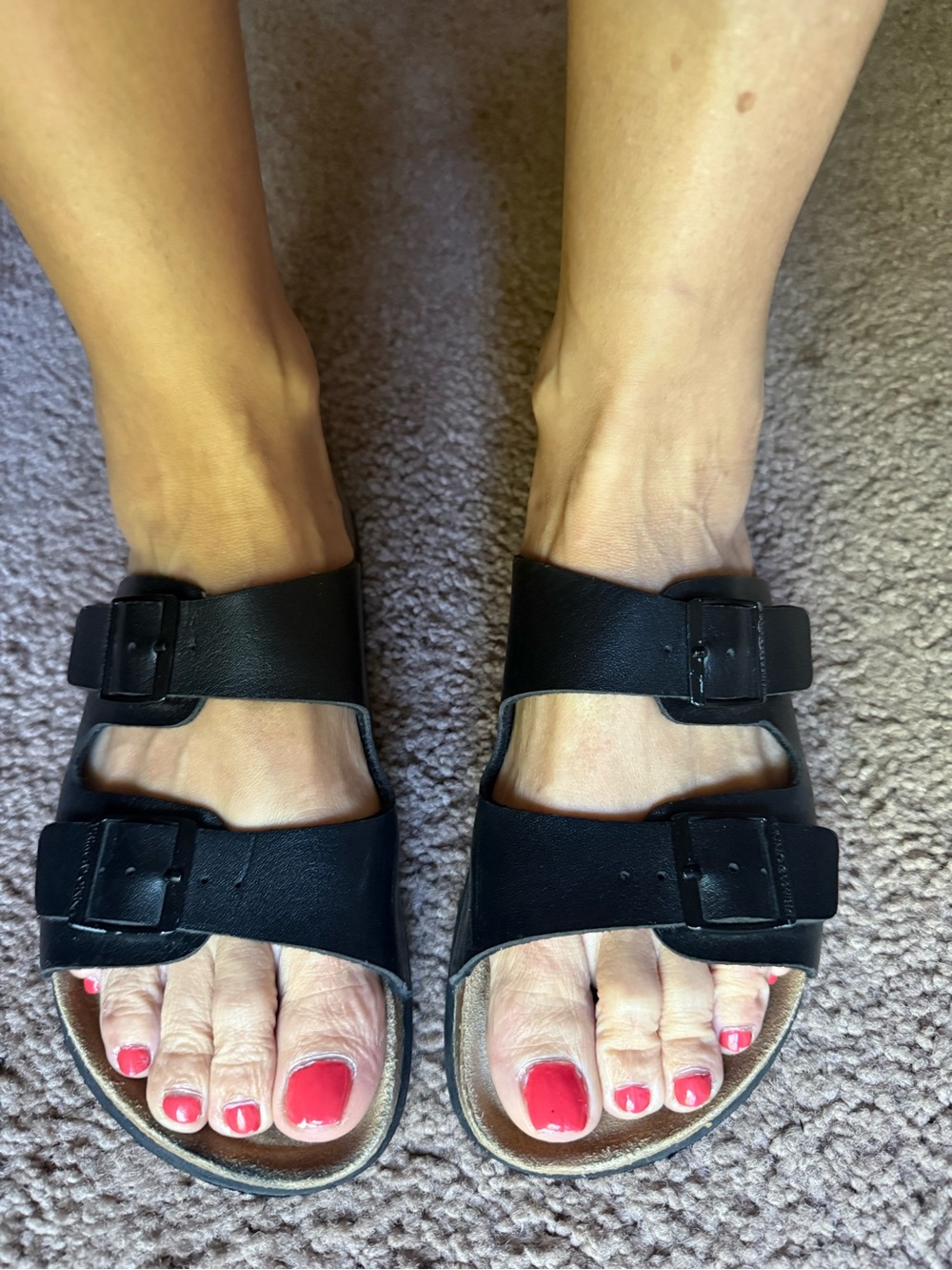 Prima Donna Black Double-Strap Buckle Sandals